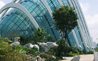 huge domed greenhouse with trees in front of it